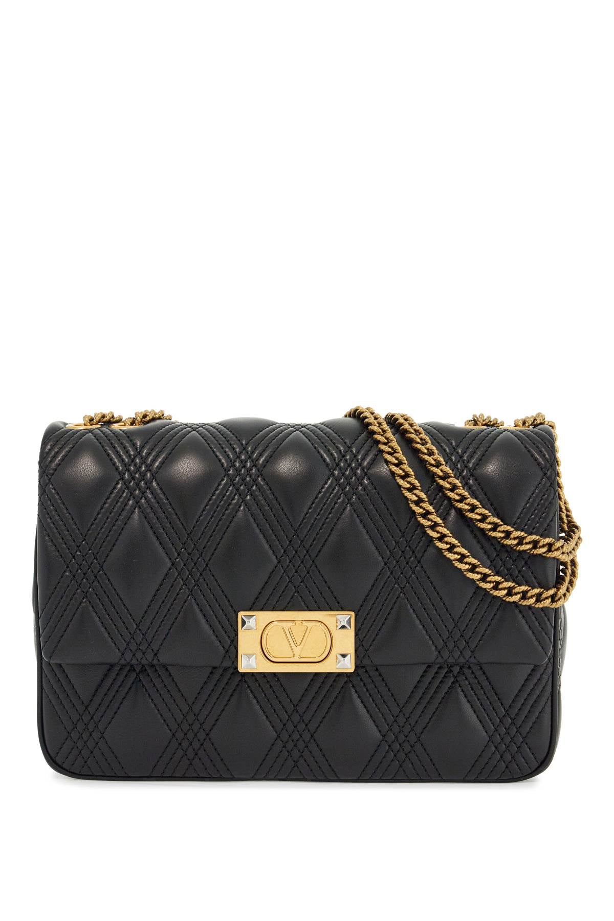 Valentino Garavani Black Quilted Shoulder Bag with Gold Chain