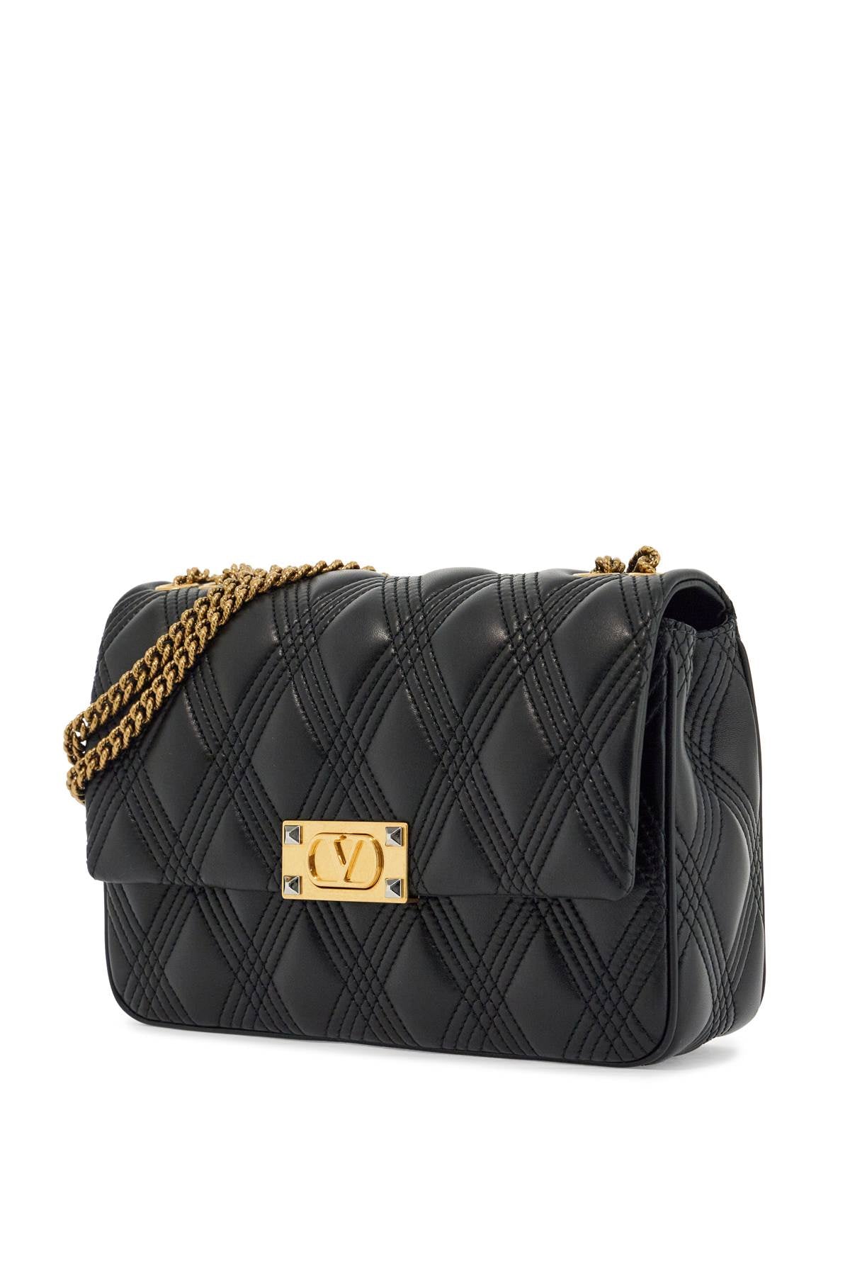 Valentino Garavani Black Quilted Shoulder Bag with Gold Chain