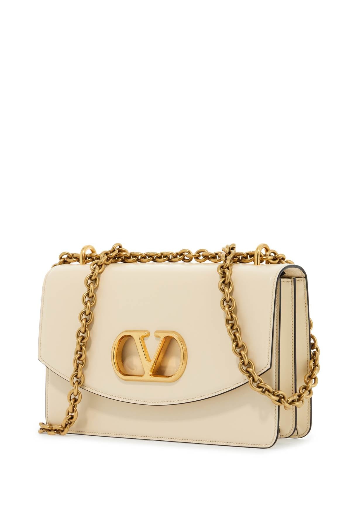 Valentino Garavani Butter White Leather Shoulder Bag with Chain Strap