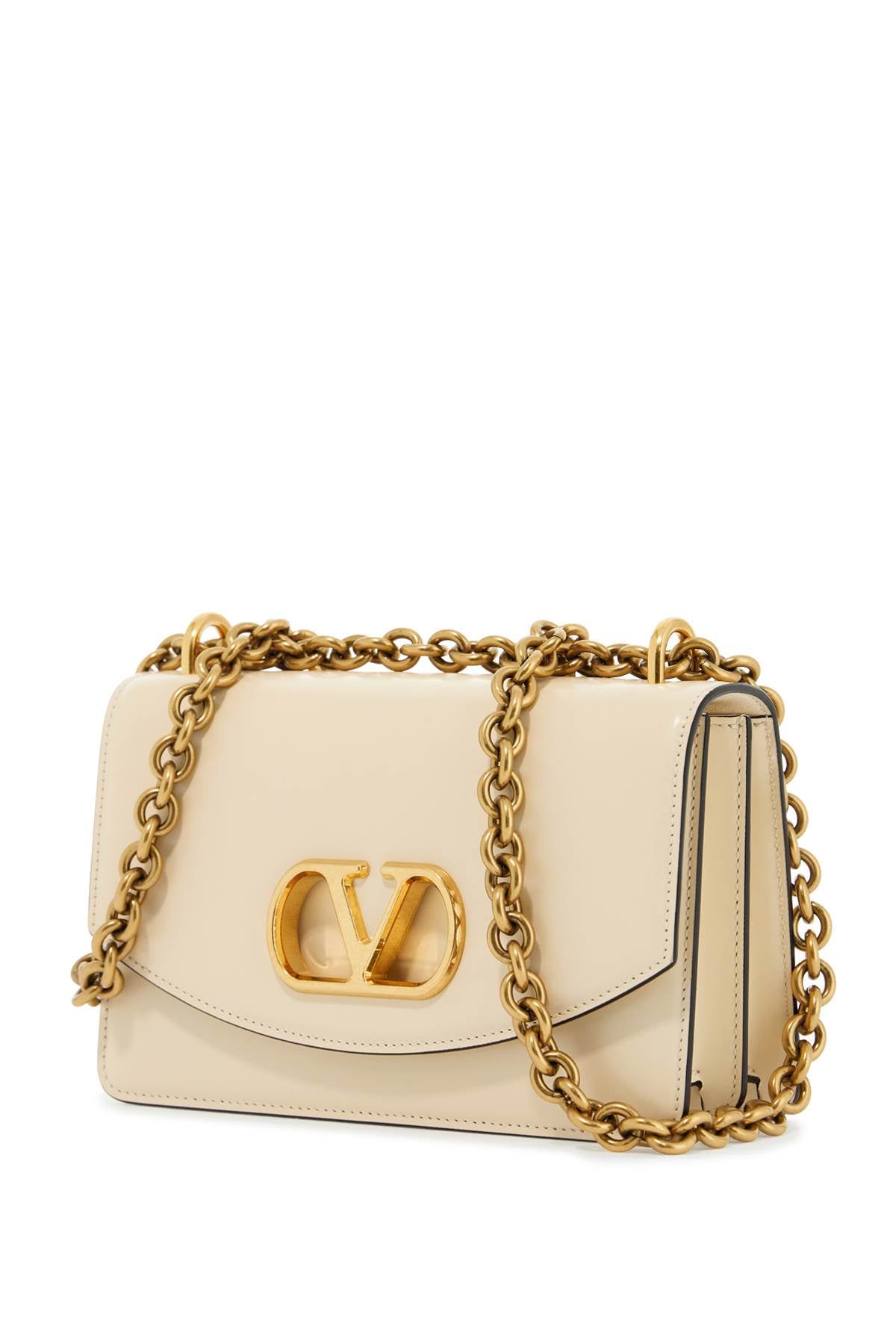 Valentino Garavani Small Shoulder Bag in Butter White Leather with Chain Strap