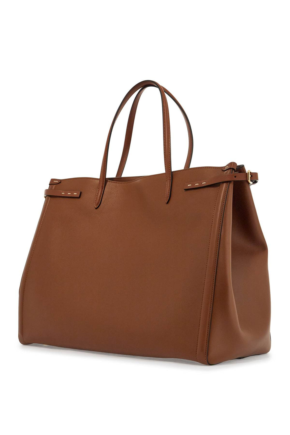 Valentino Garavani Large Minimalist Brown Leather Tote Bag