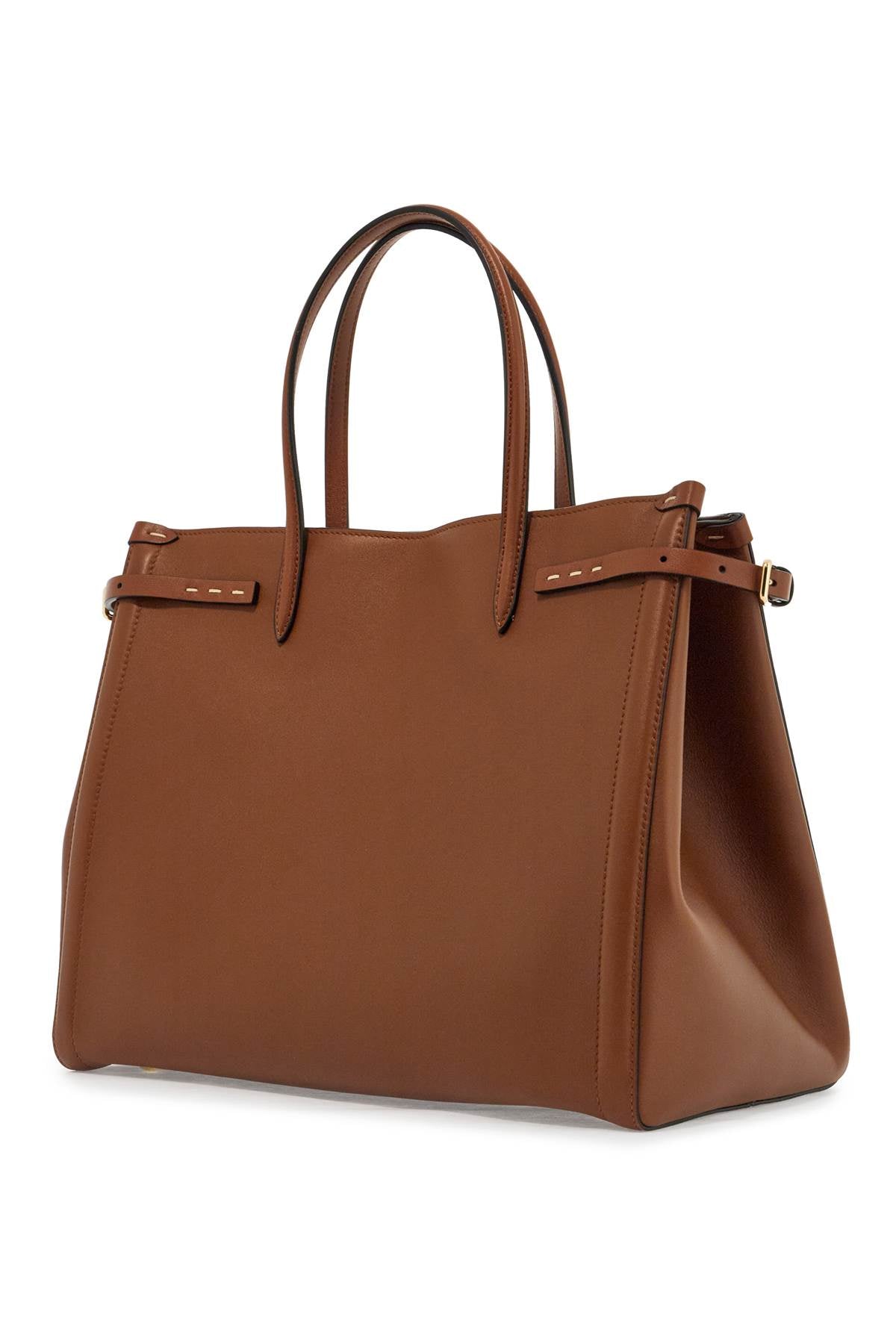 Valentino Garavani Medium Tobacco Leather Tote Bag With Adjustable Shoulder Strap