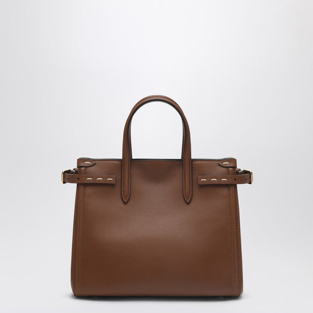 Valentino Garavani Tobacco Leather Small Antibes Tote Bag