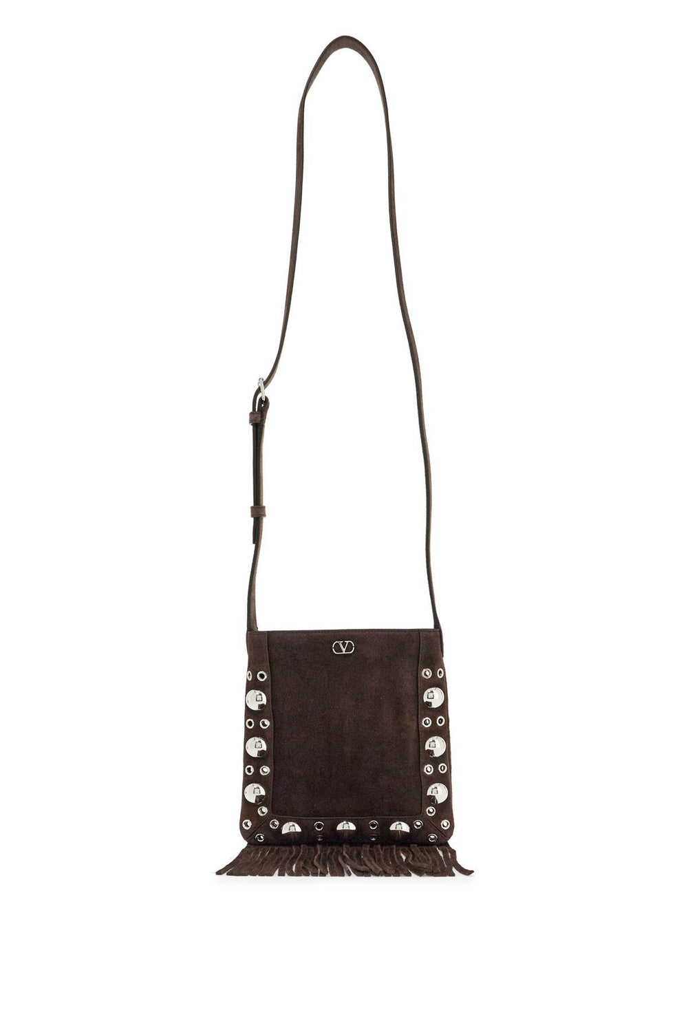 Valentino Garavani Nellcote Small Suede Crossbody Bag In Dark Brown