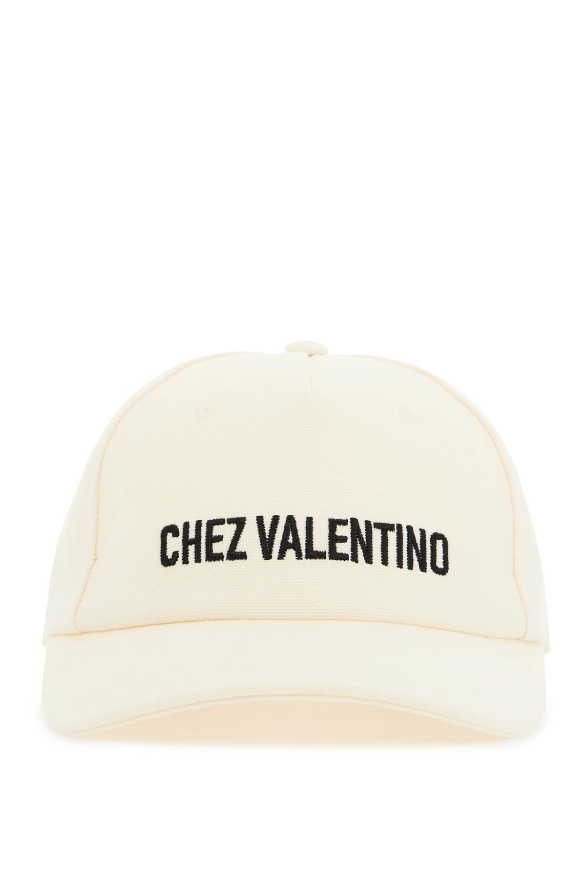 Valentino Garavani Chez Valentino Ivory Cotton Baseball Cap With Embroidered Logo