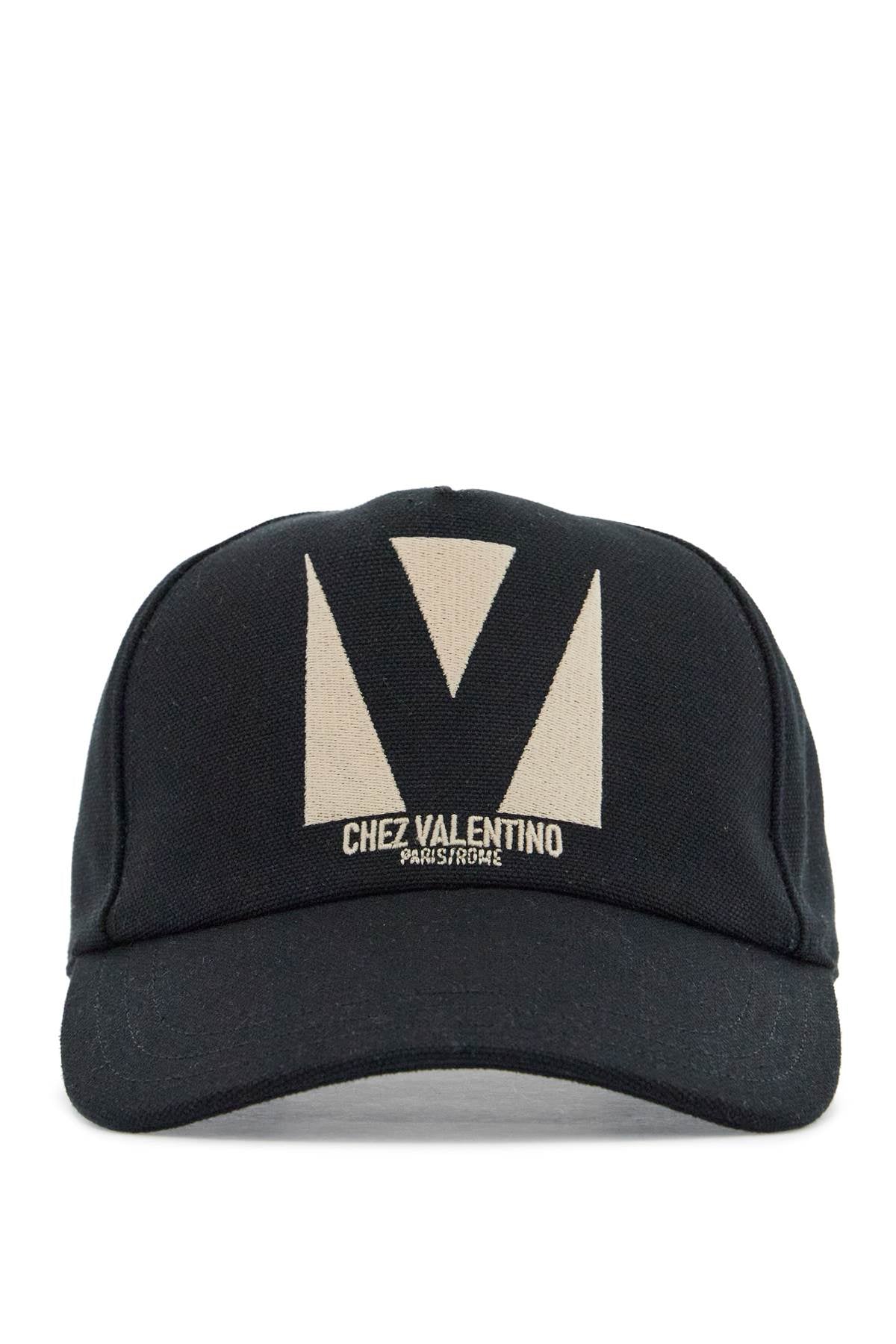 Valentino Garavani Black Baseball Cap With Butter Logo