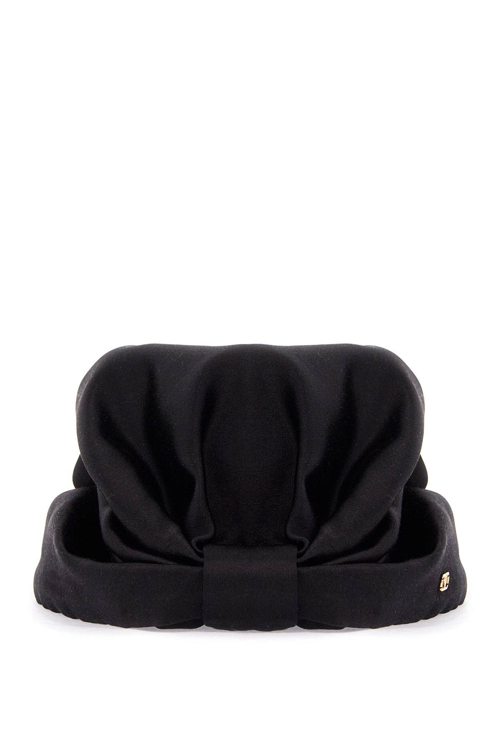 Valentino Garavani Black Silk Turban With Golden Details And V Logo