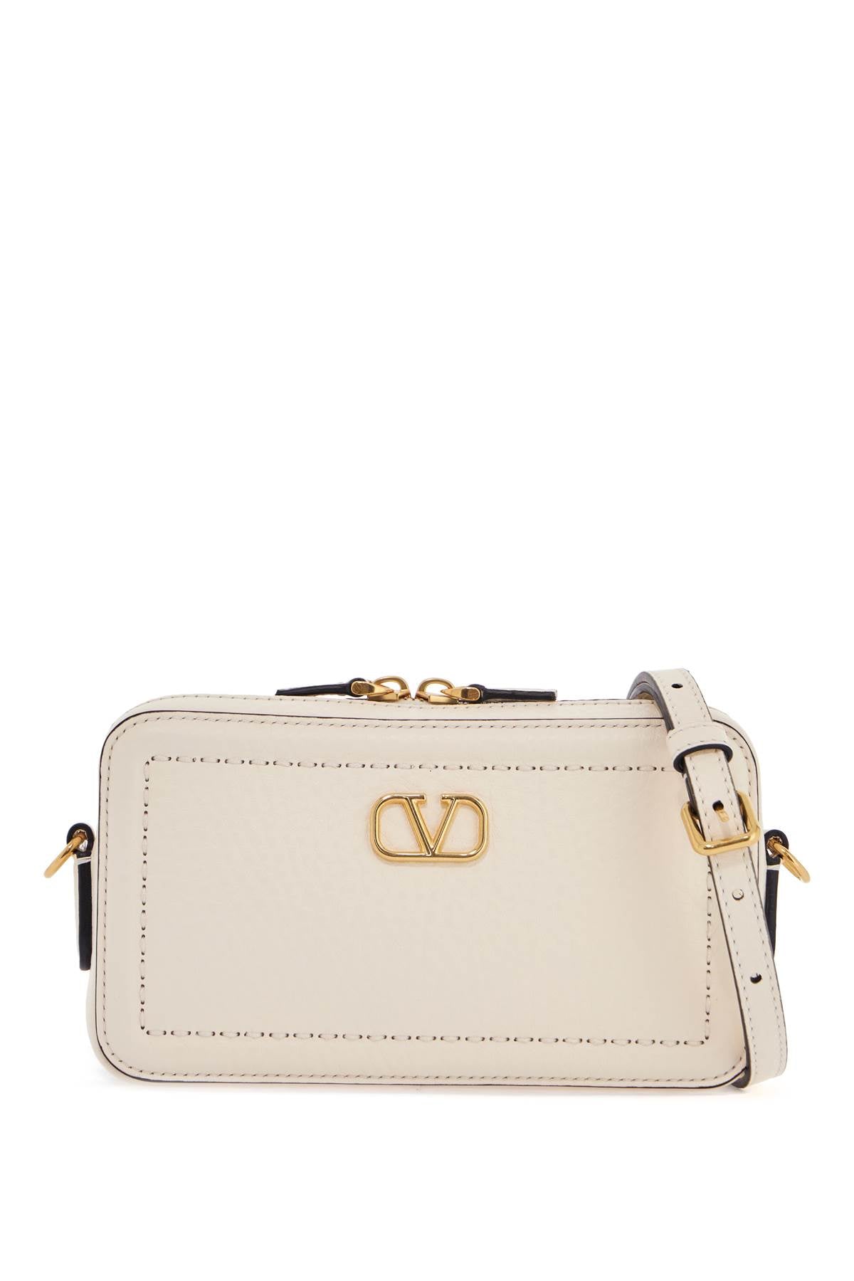 Valentino Garavani Mini Camera Bag In Ivory Leather