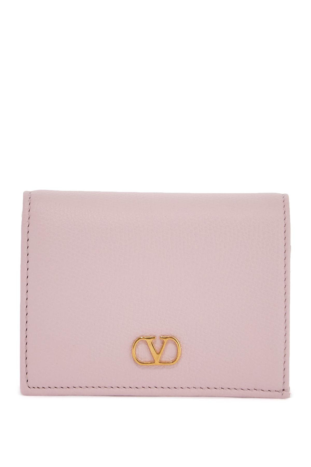 Valentino Garavani Compact French Wallet In Quartz Pink Leather