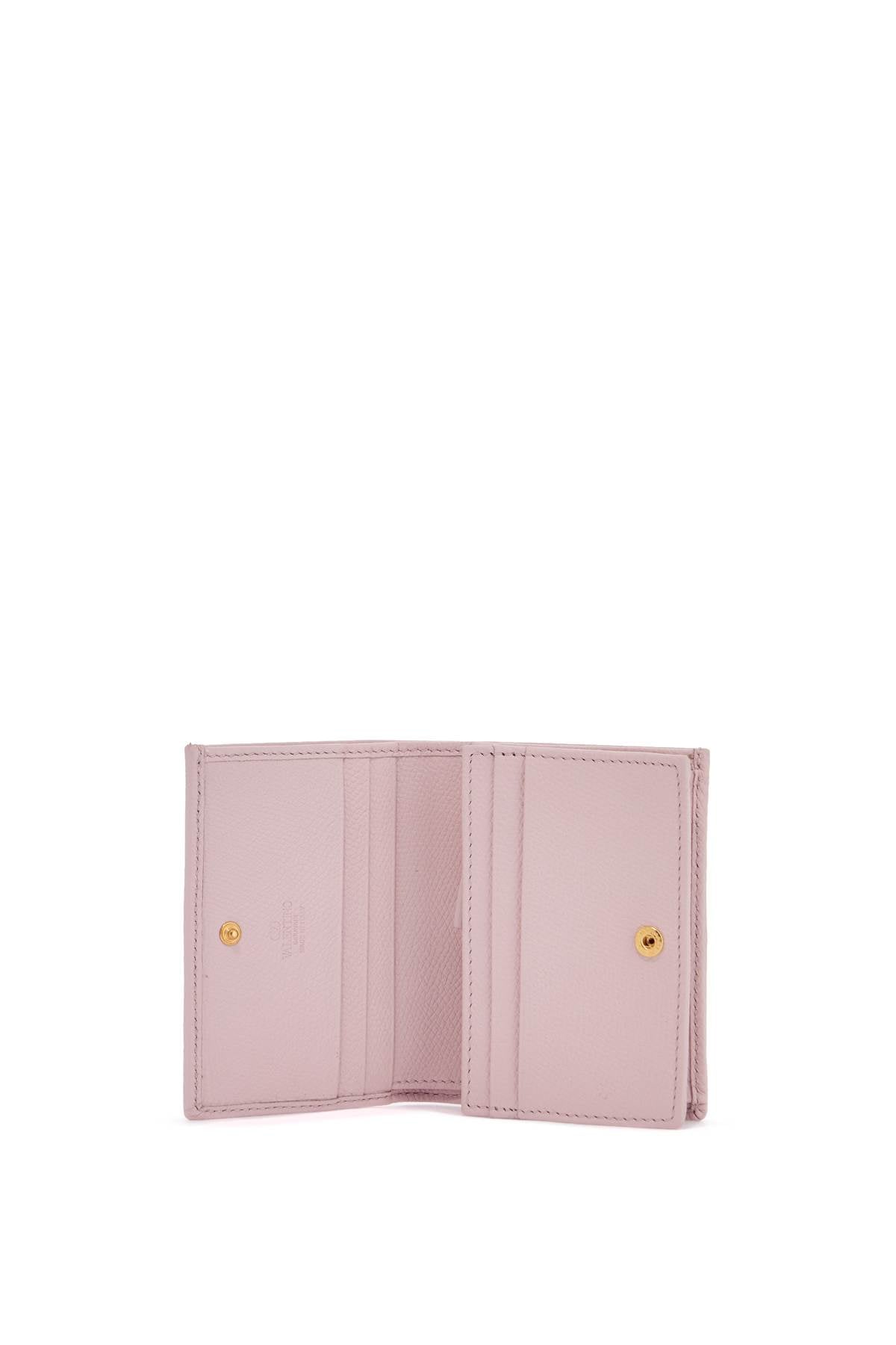 Valentino Garavani Compact French Wallet In Quartz Pink Leather