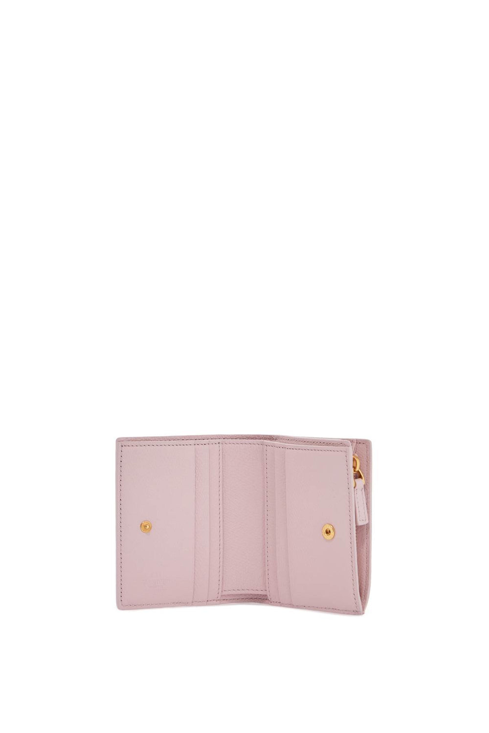 Valentino Garavani Compact Quartz Pink Leather Wallet With Zipper