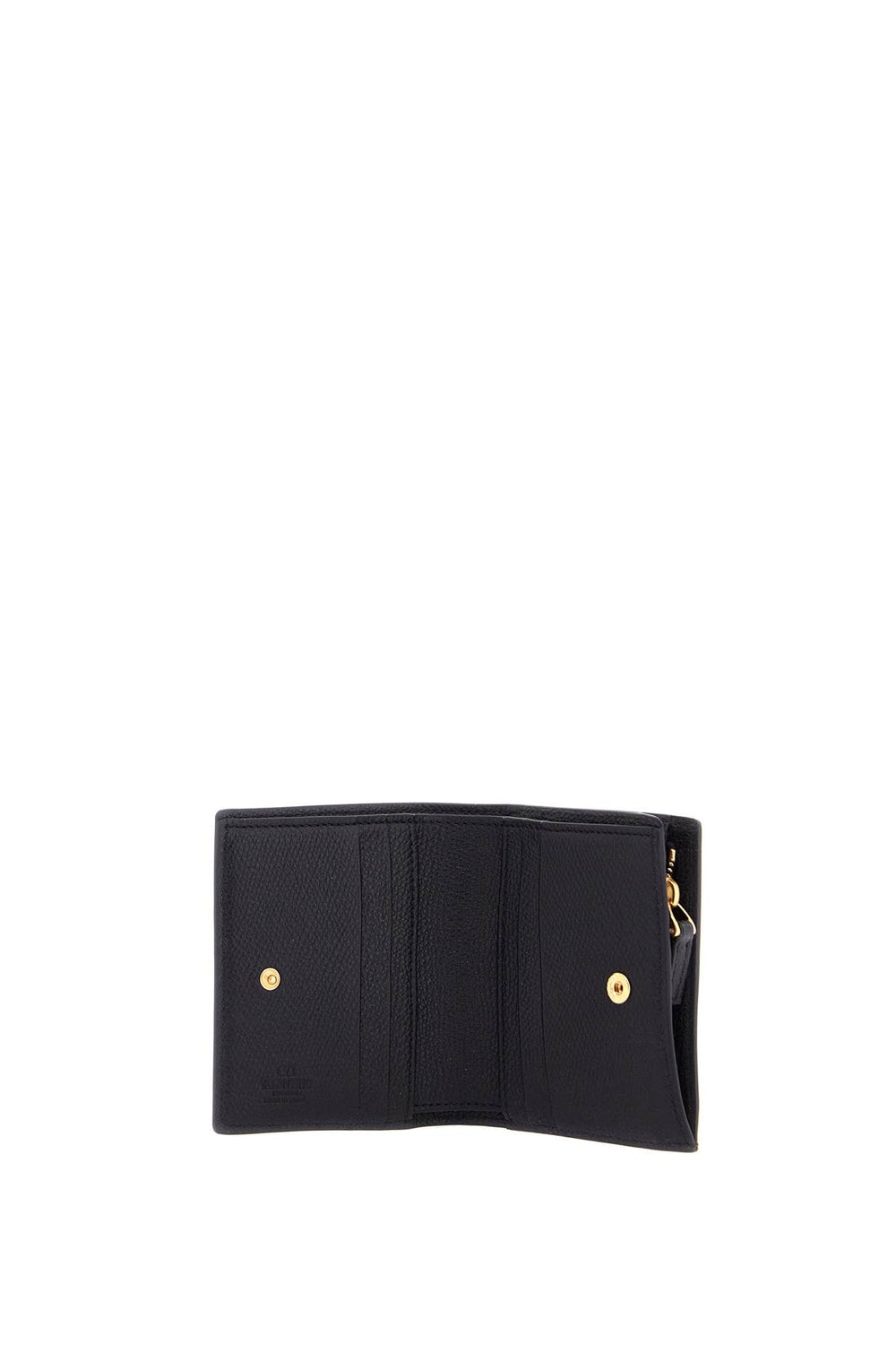 Valentino Garavani Compact Black Leather Wallet With Zipper