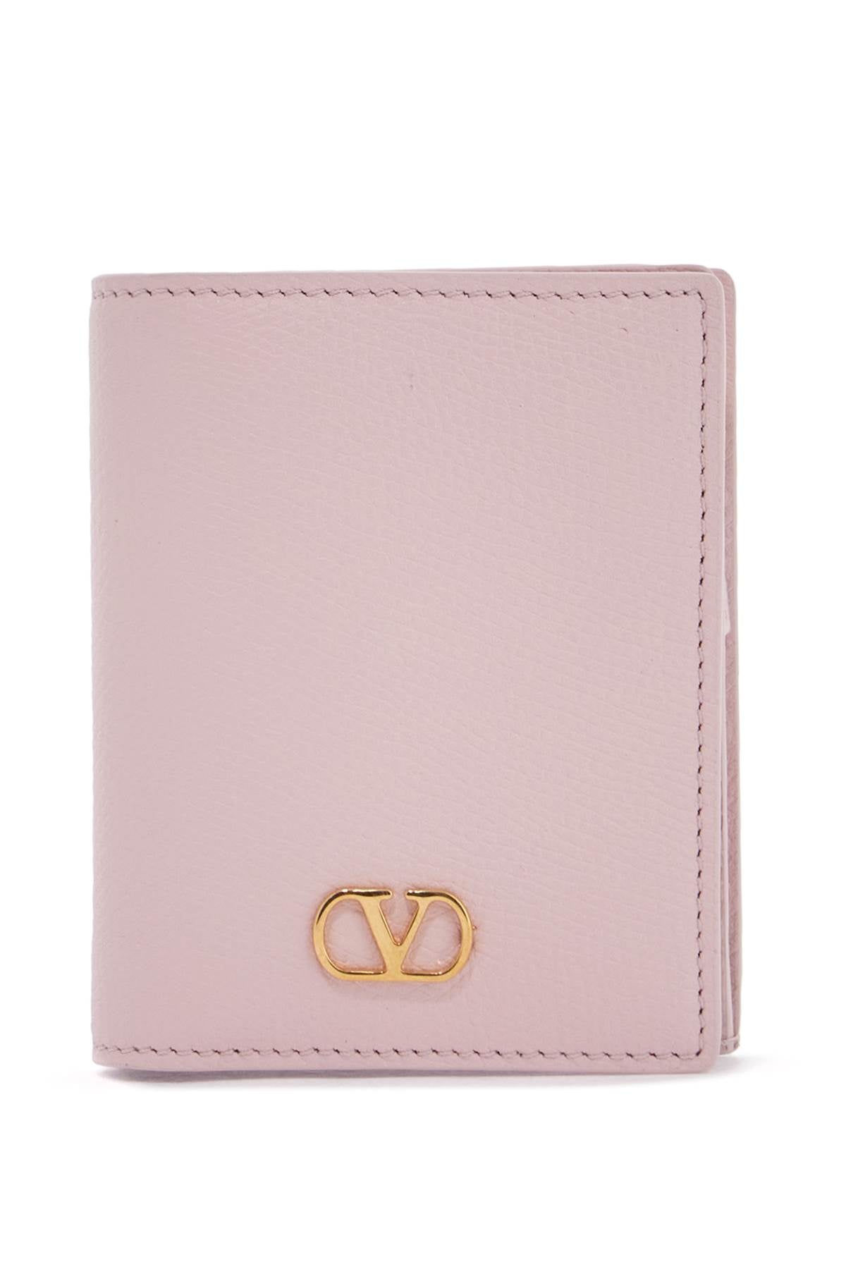 Valentino Garavani Compact Quartz Pink Leather Wallet With Zipper