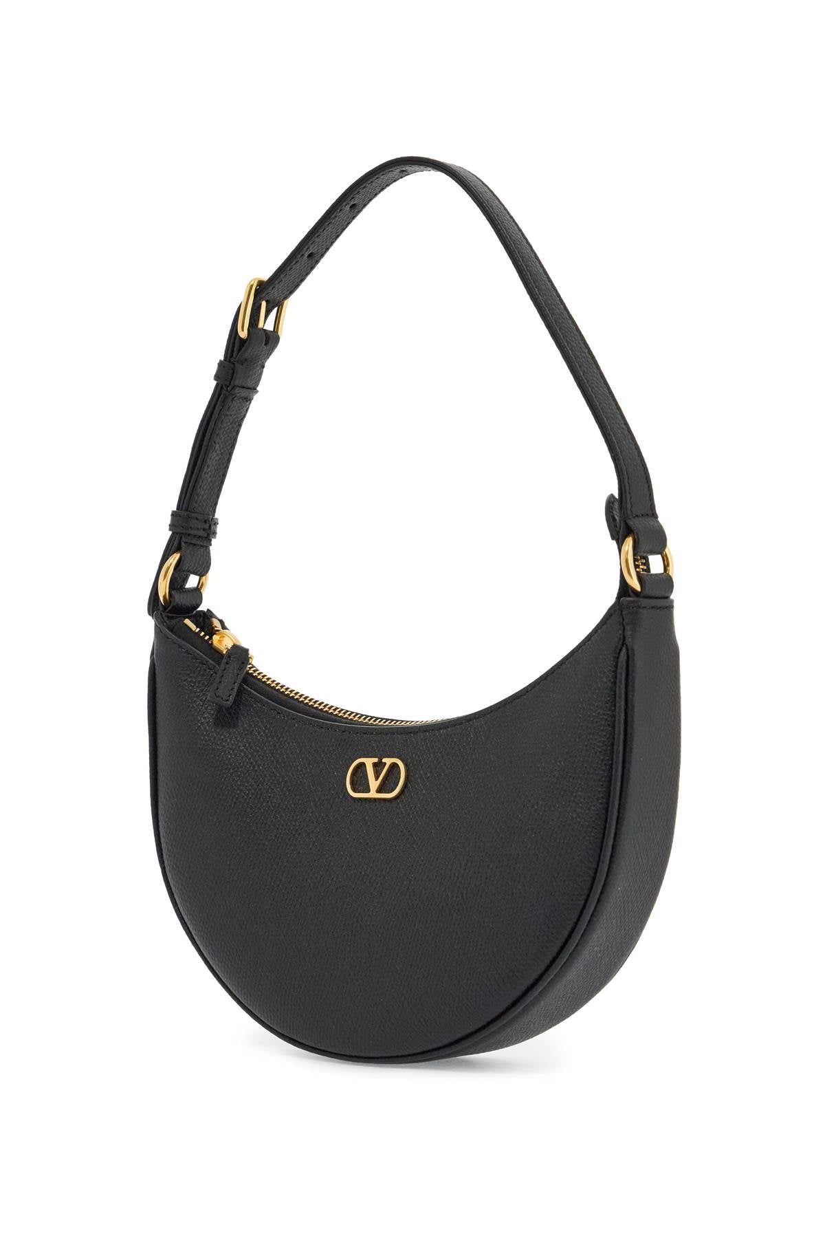 Valentino Garavani Mini Hobo Bag in Black Leather with Adjustable Strap