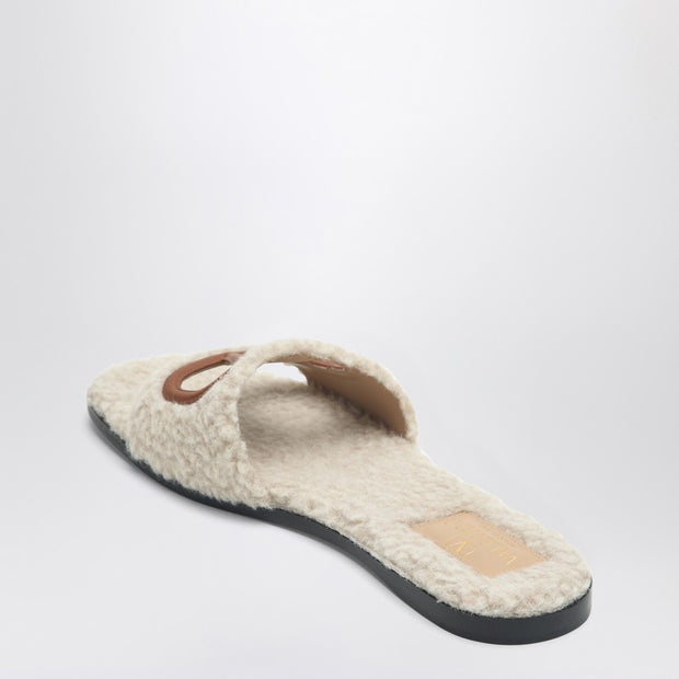 Valentino Garavani Sandalo Slide Vlogo Cut-out In Shearling
