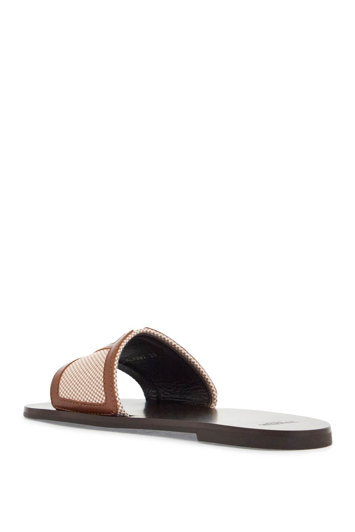 Valentino Garavani Viva Superstar Slide Sandals In Natural Leather And Fabric