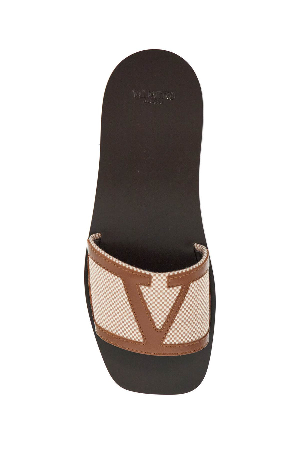 Valentino Garavani Viva Superstar Slide Sandals In Natural Leather And Fabric