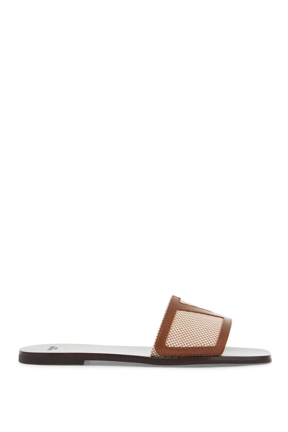 Valentino Garavani Viva Superstar Slide Sandals In Natural Leather And Fabric