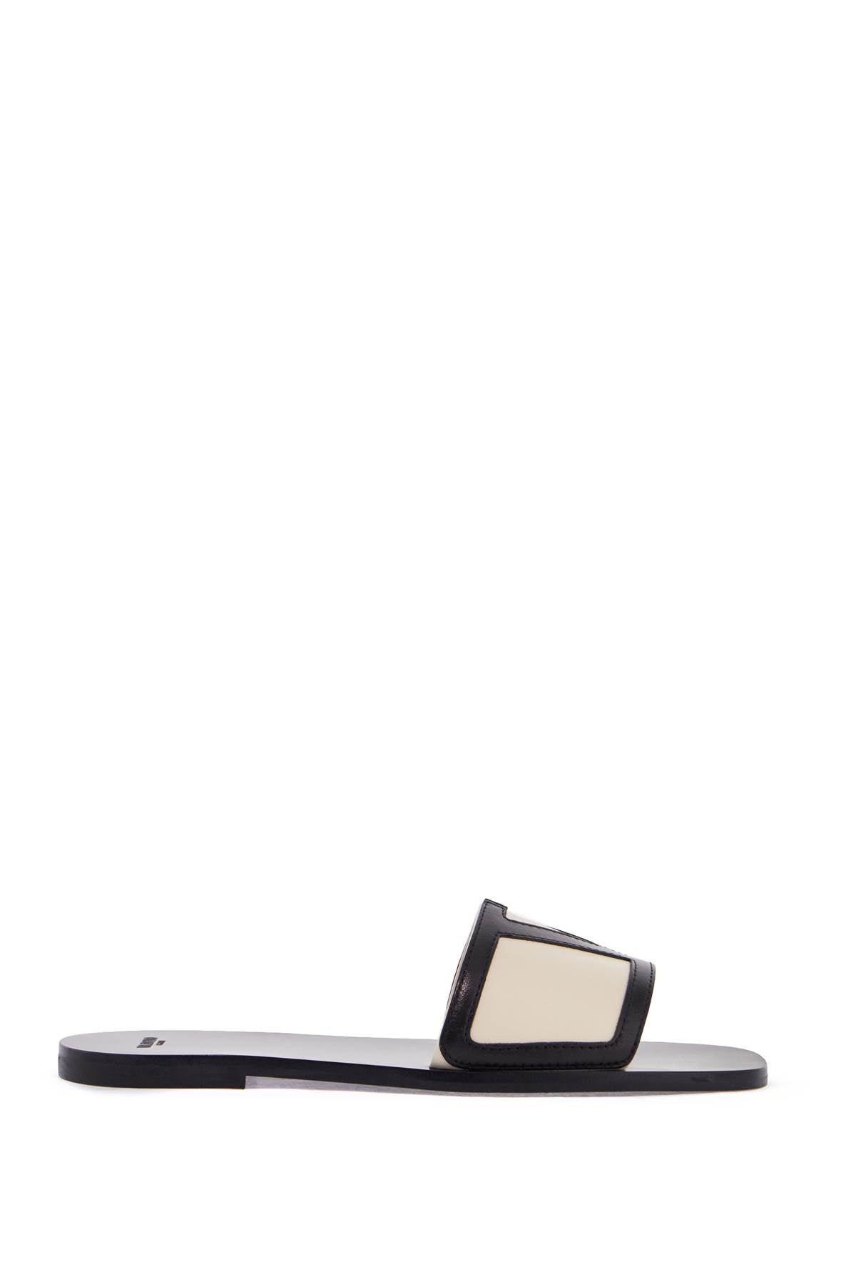 Valentino Garavani Viva Superstar Butter White And Black Slides With Wide Strap