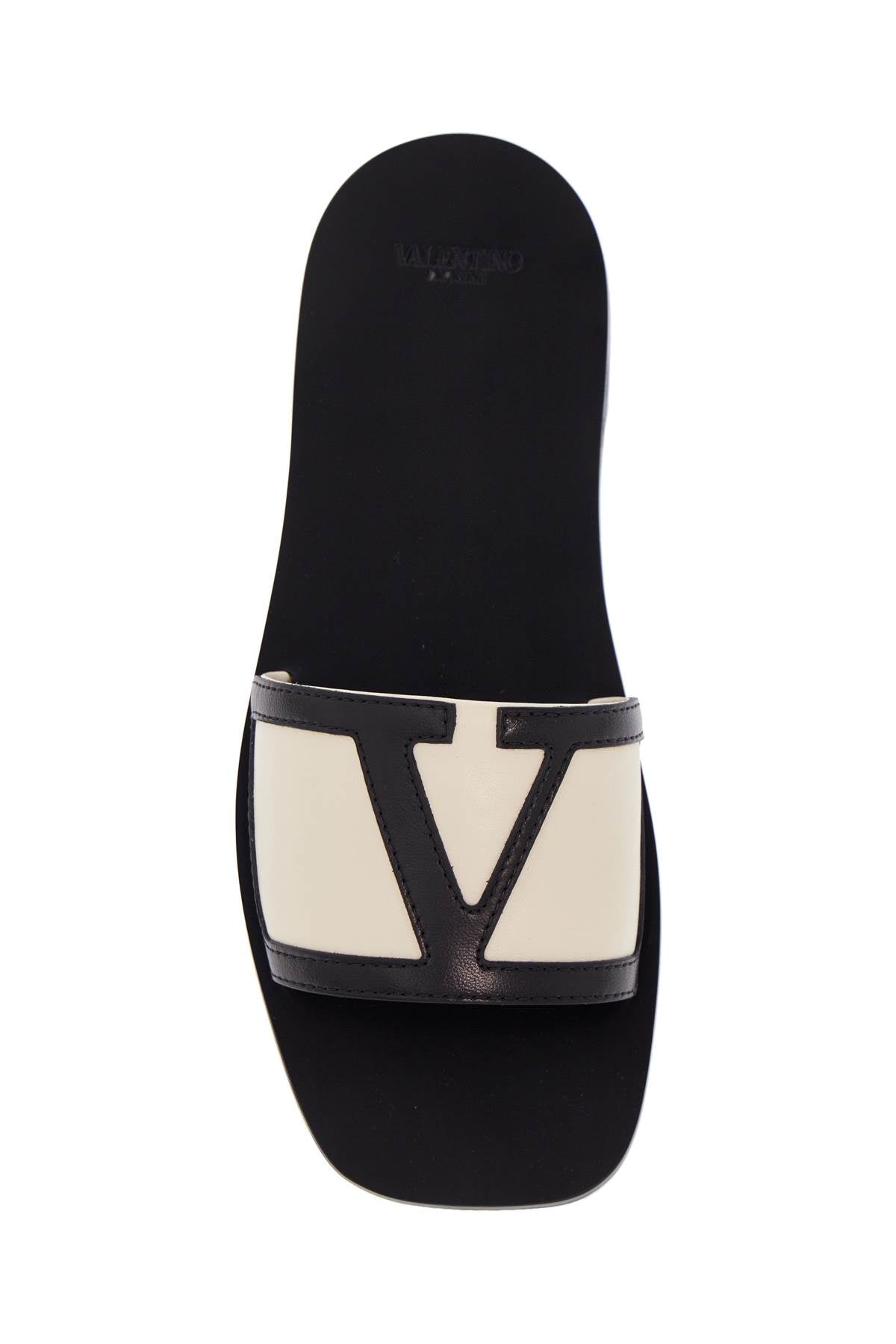 Valentino Garavani Viva Superstar Butter White And Black Slides With Wide Strap