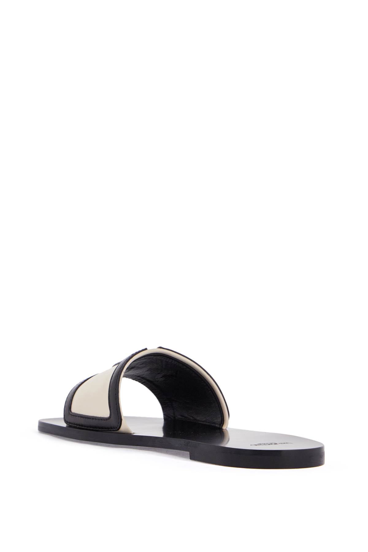 Valentino Garavani Viva Superstar Butter White And Black Slides With Wide Strap