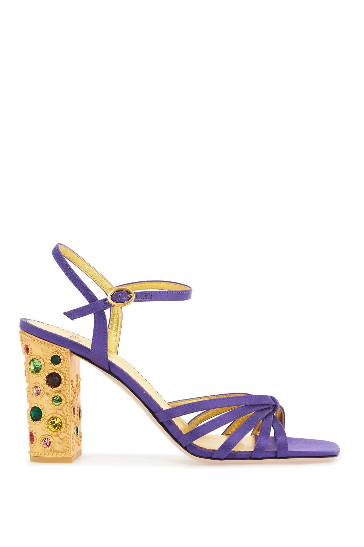 Valentino Garavani Satin Sandals With Crystal Embellishments