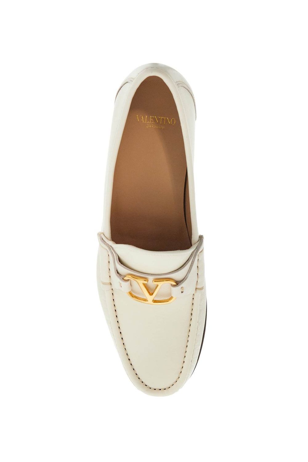 Valentino Garavani Ivory Leather VLogo Loafers