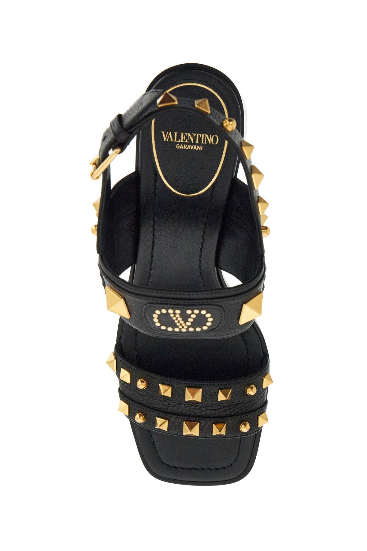 Valentino Garavani Black Buffalo Leather Studded Sandals