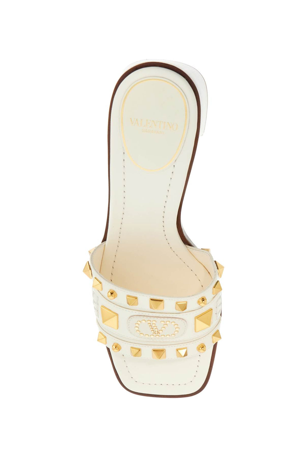 Valentino Garavani Ivory Leather Studded Mules