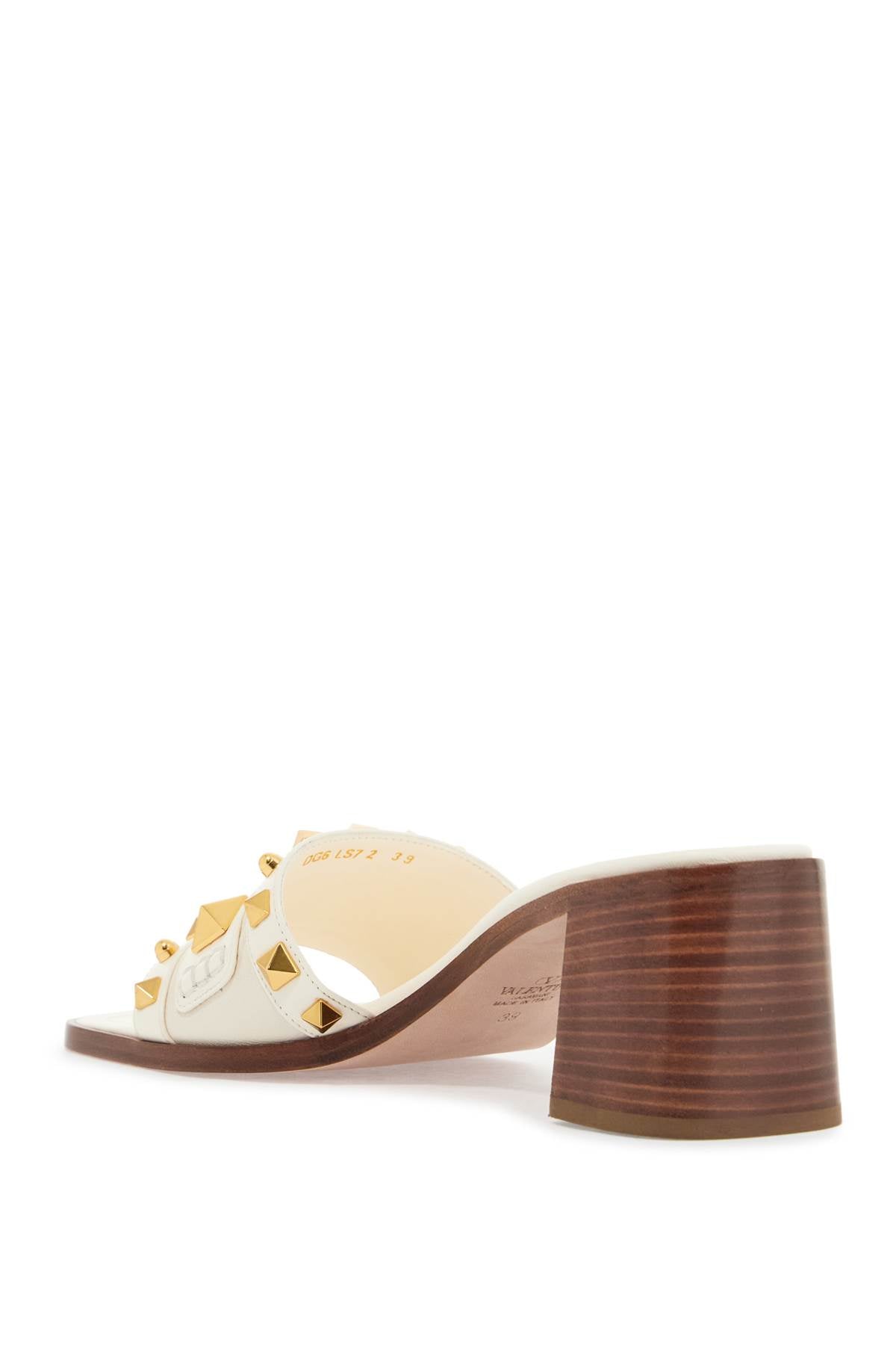 Valentino Garavani Ivory Leather Studded Mules