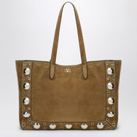 Valentino Garavani Large Nellcôte Tote Bag In Havana Suede