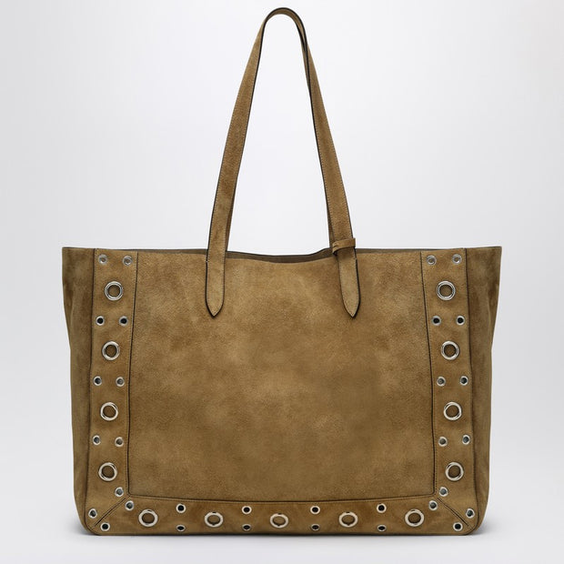 Valentino Garavani Large Nellcôte Tote Bag In Havana Suede