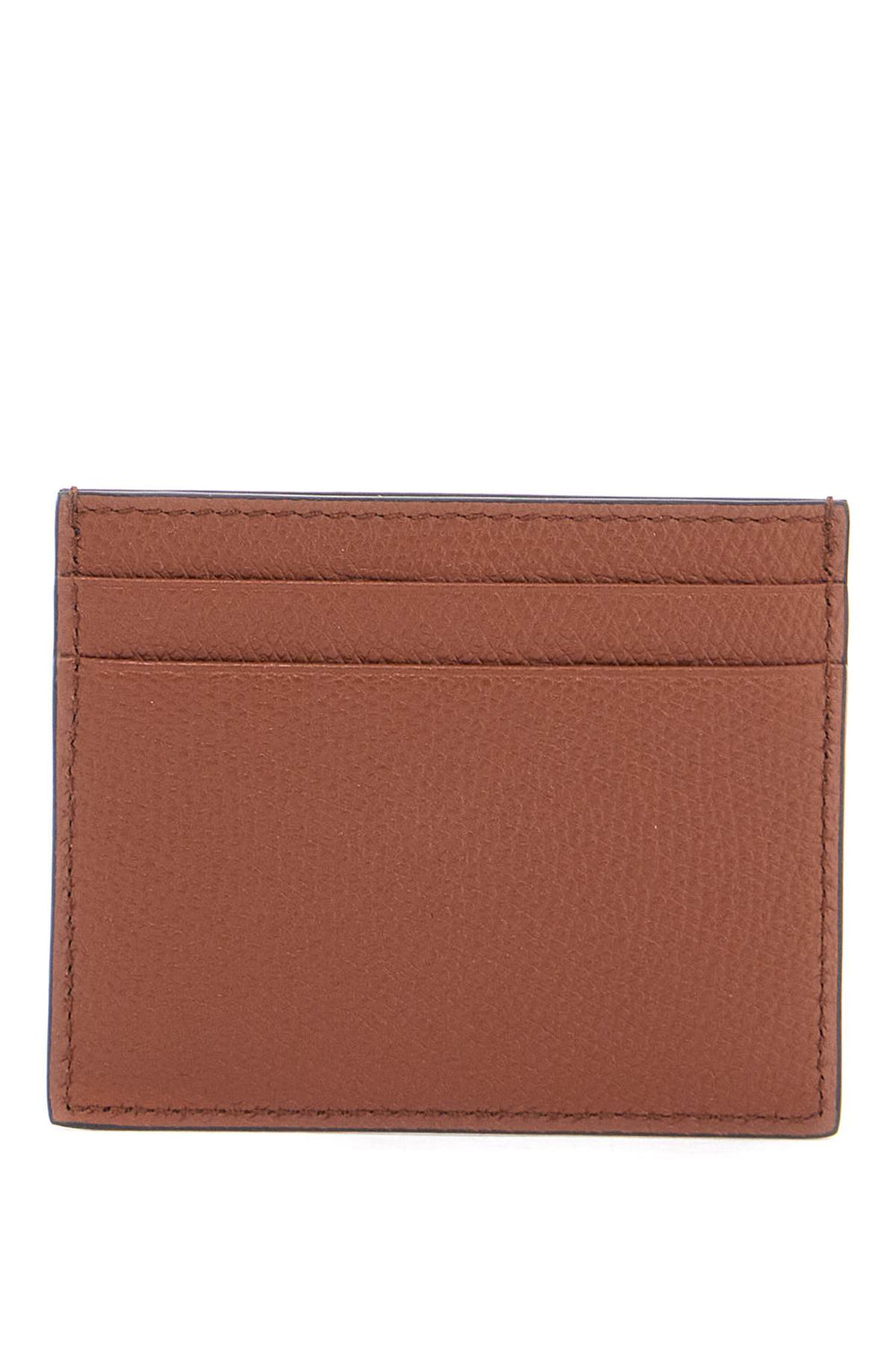 Valentino Garavani Compact Brown Leather Credit Card Holder