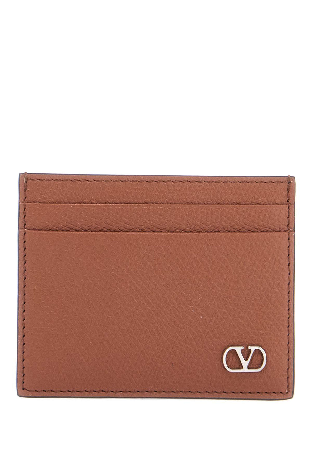 Valentino Garavani Compact Brown Leather Credit Card Holder