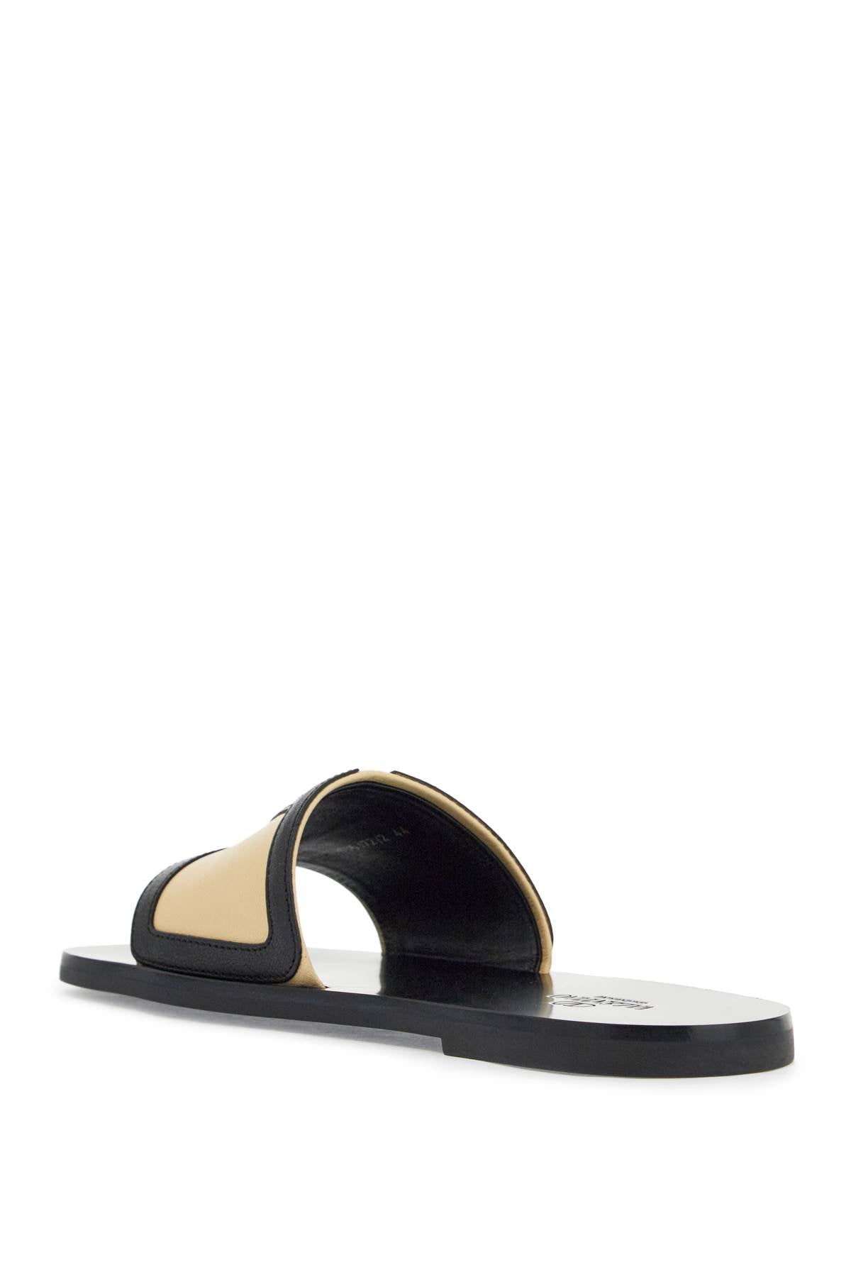 Valentino Garavani men's Viva Superstar Black And Beige Goat Leather Slides