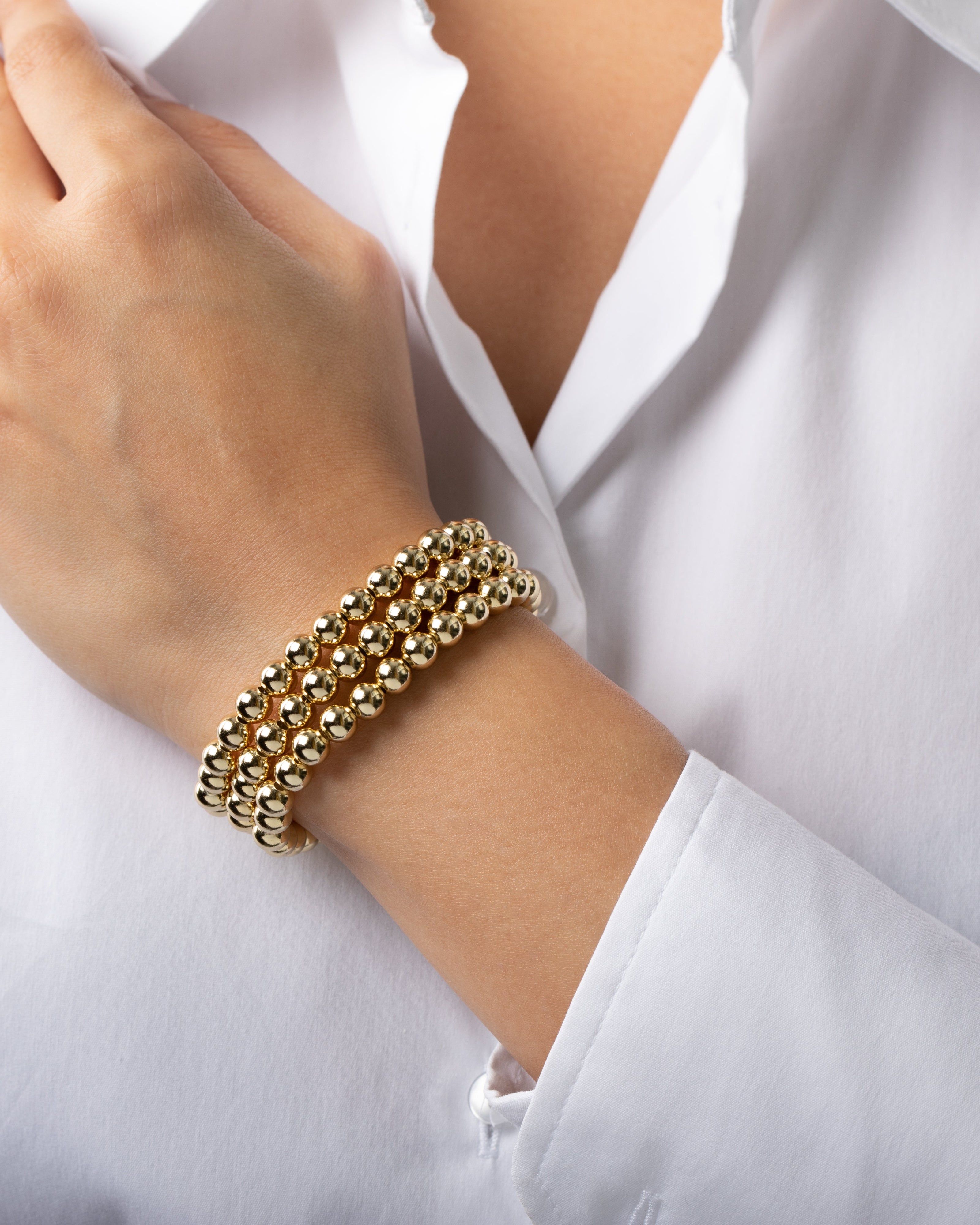 Zoe Lev 6mm Bead Bracelet Stack
