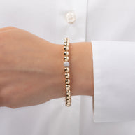 Zoe Lev 6mm Gold Bead Bracelet With Diamond Bead