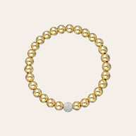 Zoe Lev 6mm Gold Bead Bracelet With Diamond Bead