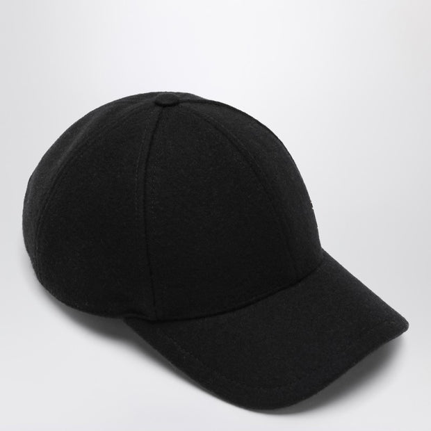 Saint Laurent YSL Black Cotton Baseball Cap