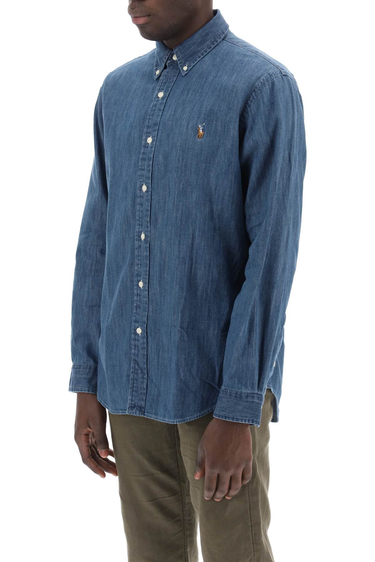 Polo Ralph Lauren Custom Fit Shirt In Lightweight Denim