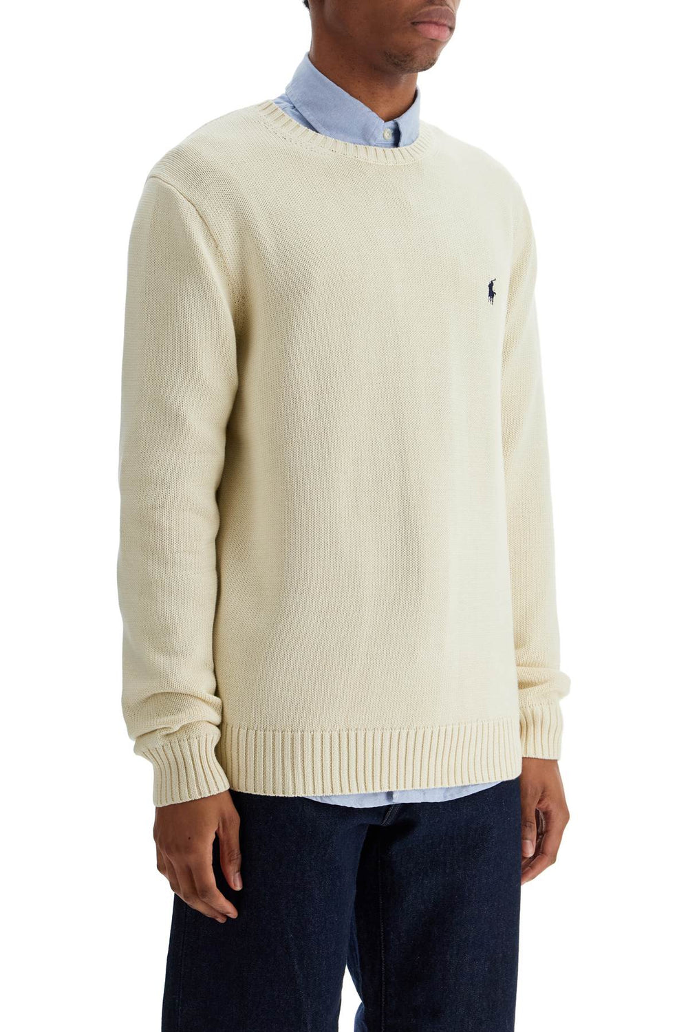 Polo Ralph Lauren Cream Cotton Sweater With Embroidered Logo