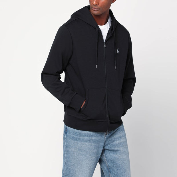 Polo Ralph Lauren Black Zip Sweatshirt In Cotton Blend