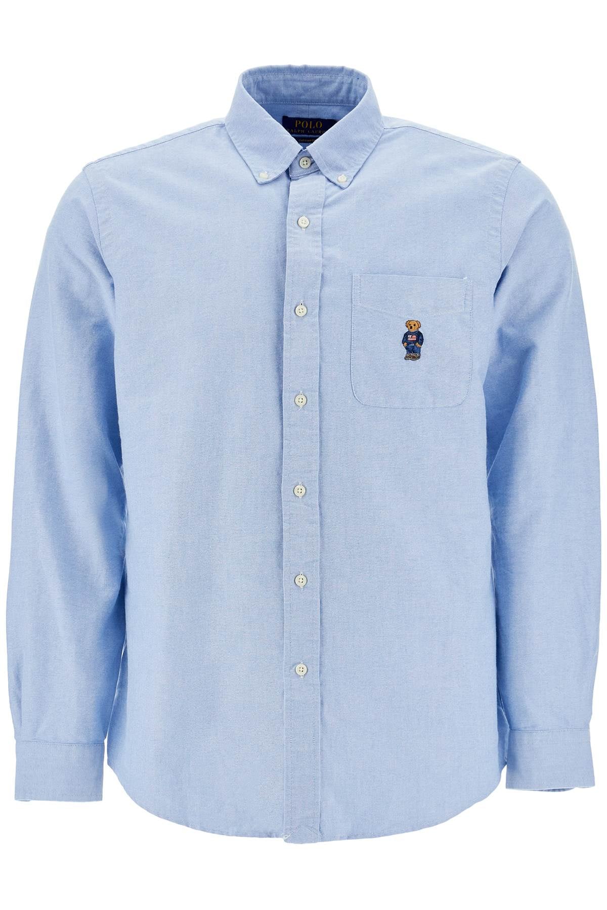 Polo Ralph Lauren Light Blue Cotton Shirt With Embroidered Pocket