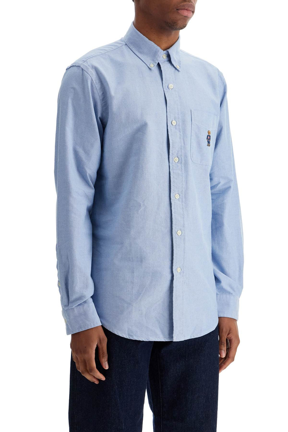 Polo Ralph Lauren Light Blue Cotton Shirt With Embroidered Pocket