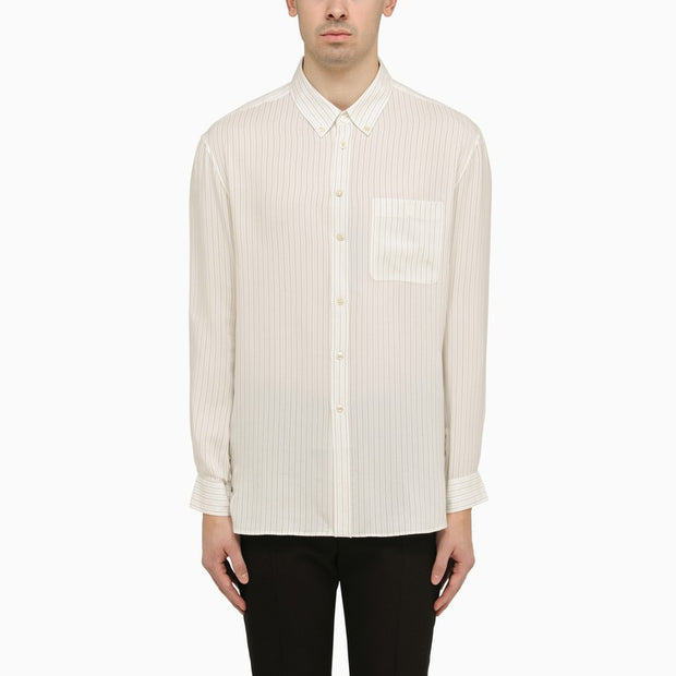 Saint Laurent Cassandre Striped Silk Shirt