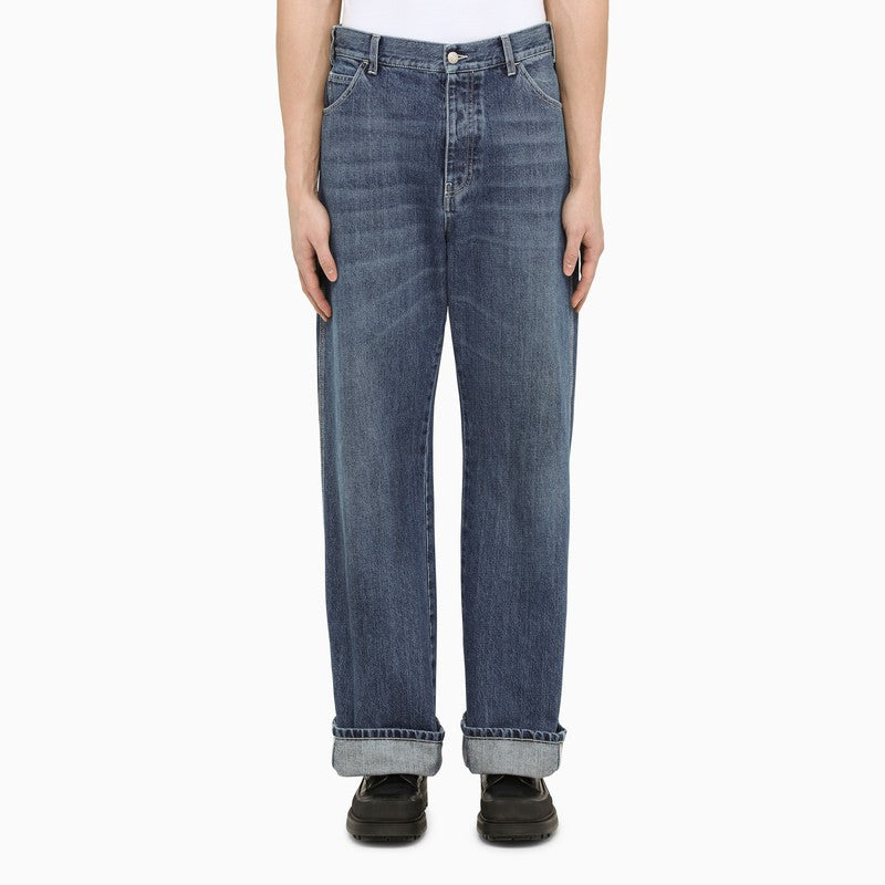 Alexander McQueen Loose Blue Cotton Jeans