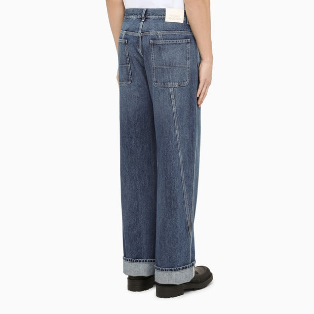 Alexander McQueen Loose Blue Cotton Jeans