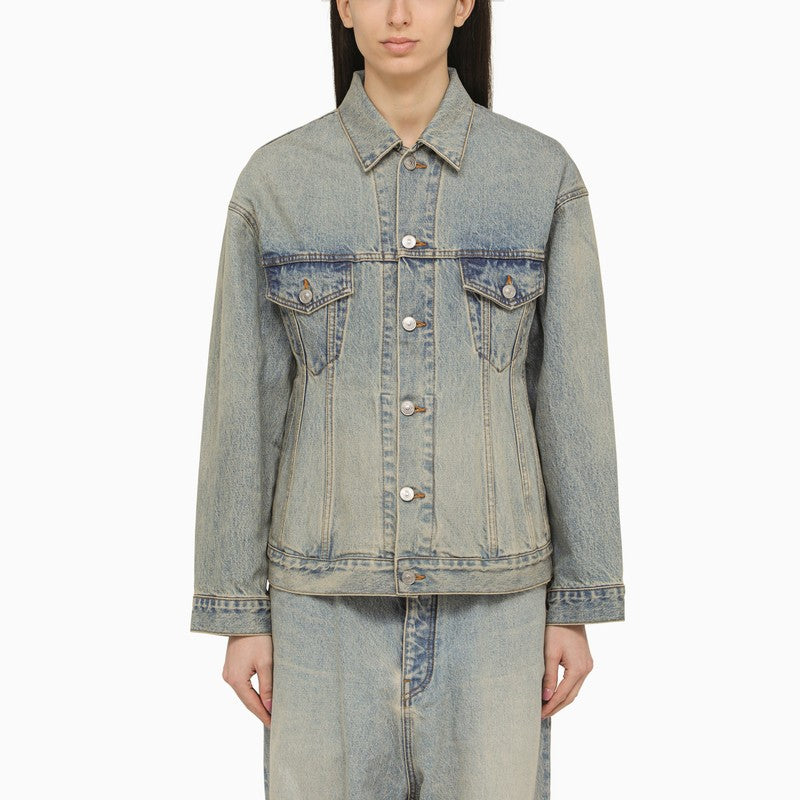 Balenciaga Light Blue Washed-effect Denim Jacket