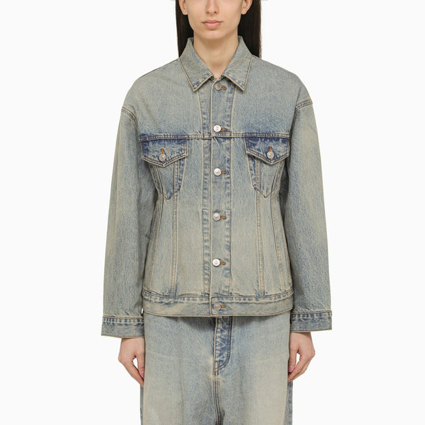 Balenciaga Light Blue Washed-effect Denim Jacket
