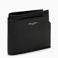 Saint Laurent Black Grained Leather East/West Wallet With Coin Purse